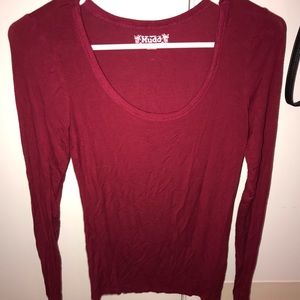 burgundy long sleeve shirt
